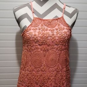 Alya Coral Crocheted Dress